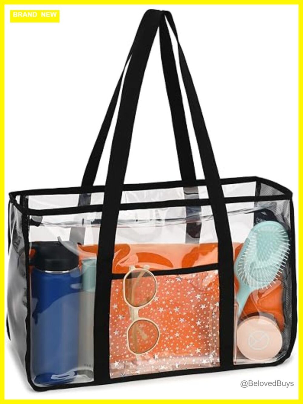 Large Clear Beach Bag Tote Waterproof Zipper Closure